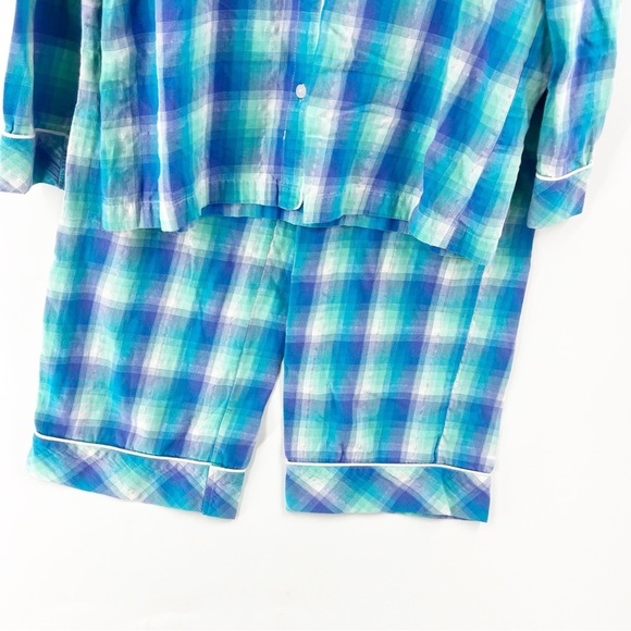 ✅ VICTORIA'S SECRET PAJAMA SET BLUE/PURPLE/GREEN PLAID SIZE SMALL - Picture 4 of 8